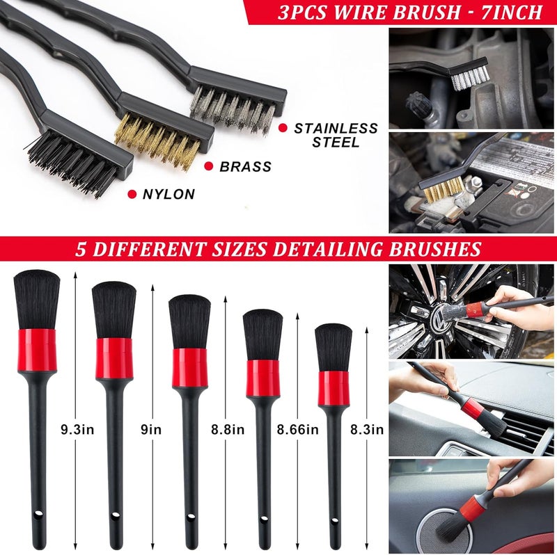 GPUSFAK 39Pcs Car Wash Cleaning Kit with Foam Gun Sprayer Detailing Brushes Collapsible Bucket Windshield Cleaning Tool Tire Brush Towels Complete Interior Exterior Detailing Set for Car - Image 5